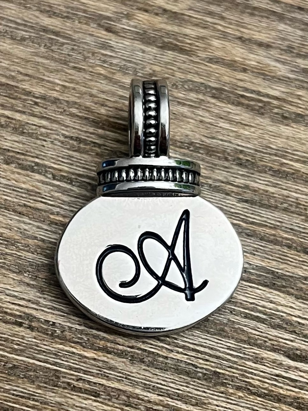 Brighton Silver Tone Round Engraved Heart Initial “A”  Charm Pendant